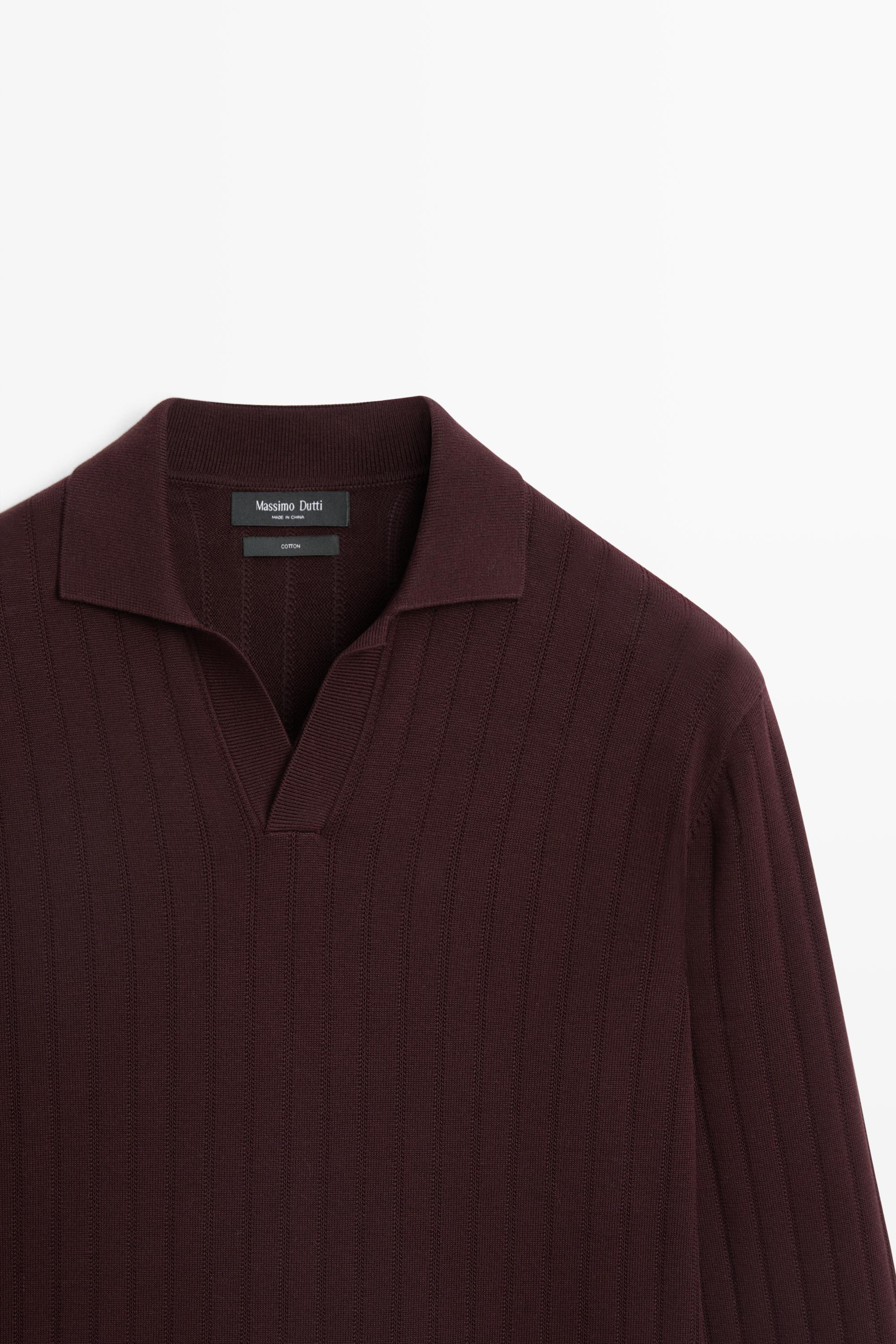100% Cotton Knit Polo Sweater